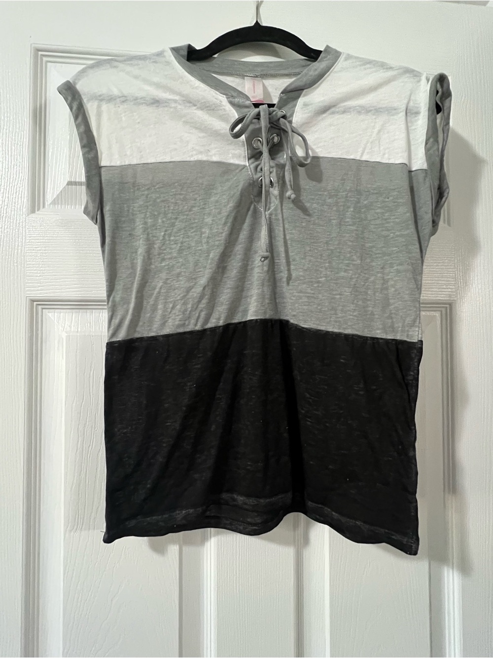 Gray, White & Black Top